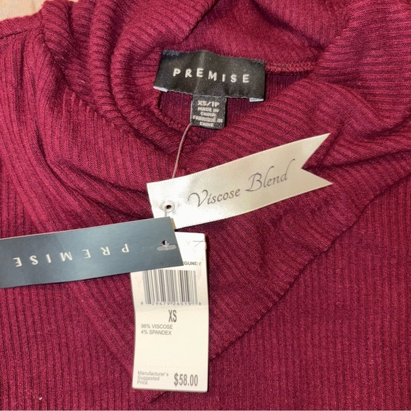 Premise Red Cowl Neck Lightweight Sweater NWT - Picture 3 of 5